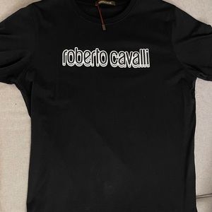 ROBERTO CAVALLI logo black T-shirt, Use no tags, 
AUTHENTIC, Black.